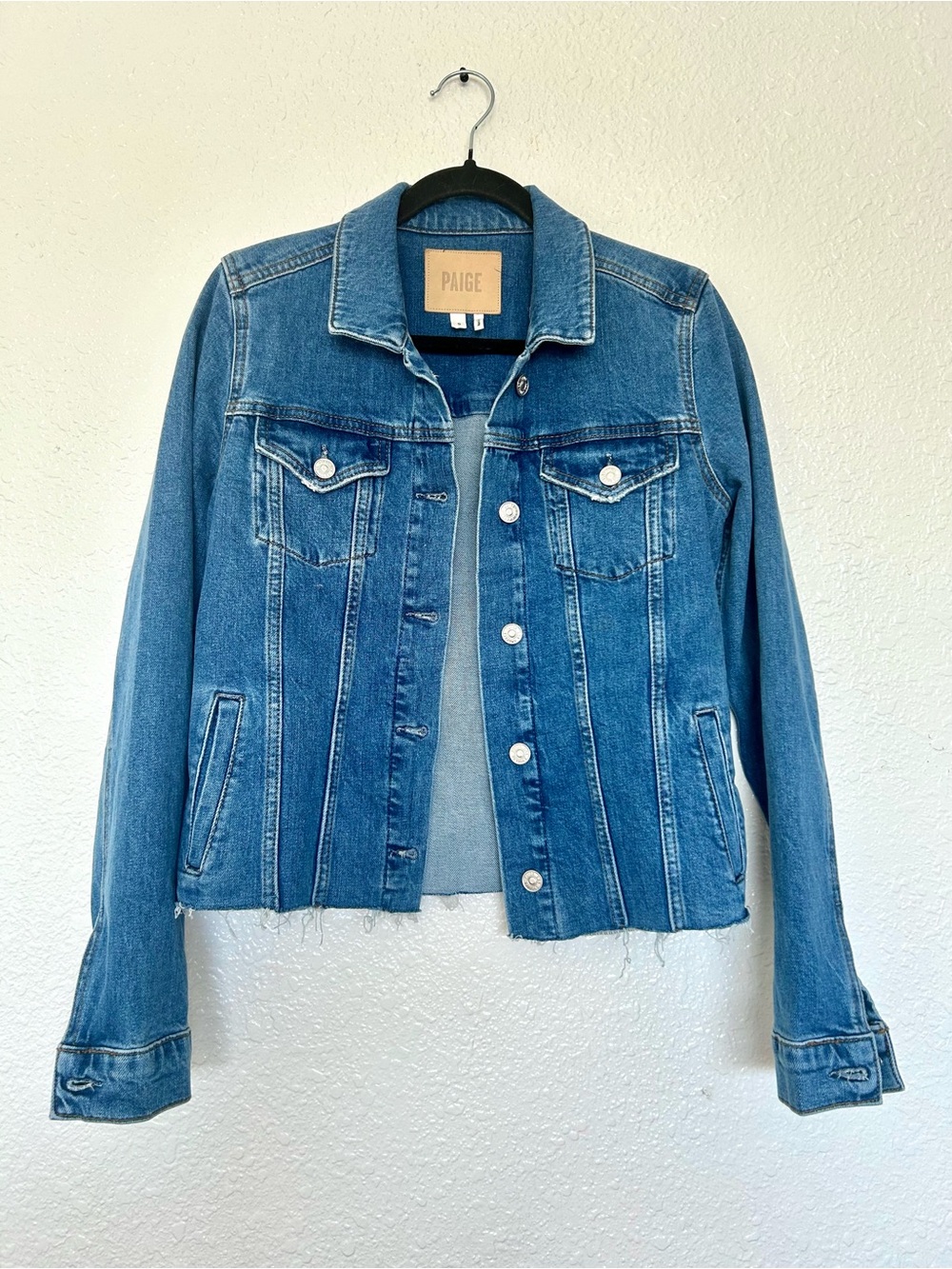 PAIGE Medium Blue Denim Trucker Jacket